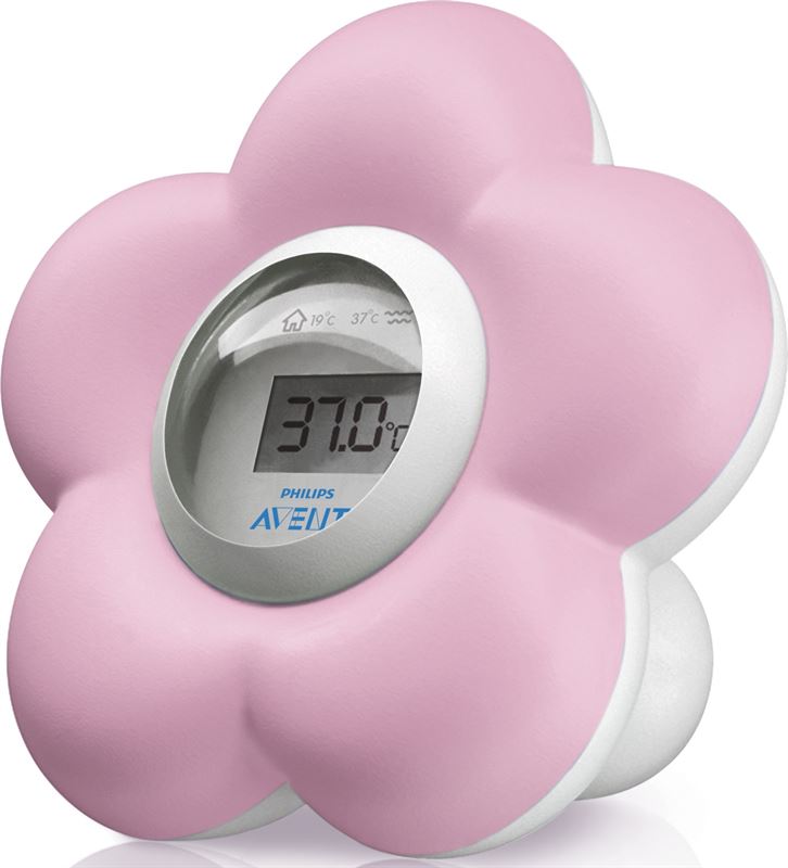 Philips Babybad- en kamerthermometer met roze bloemen roze