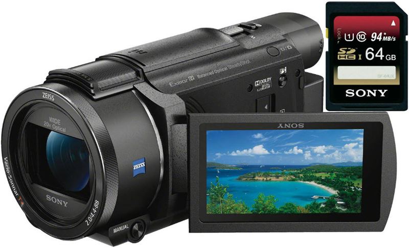 Sony FDR-AX53 4K Camcorder + GRATIS SDXC 64GB 626X High Speed 94MB/s Class 10