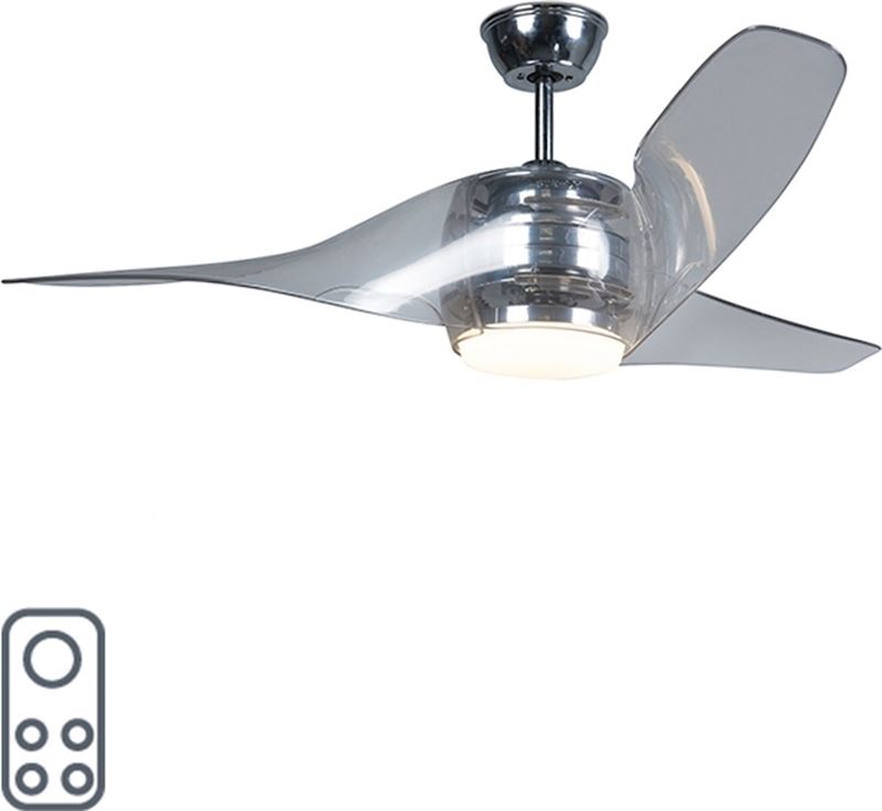 QAZQA CF Sirocco Plafond ventilator met lamp 1 lichts Ã 1300 mm chroom