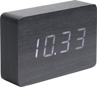 Karlsson Alarm clock Square black veneer white LED