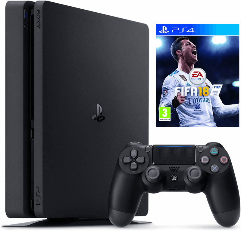 Sony PlayStation 4 Slim 1TB + Fifa 18 Ronaldo Edition 1TB / zwart / FIFA 18
