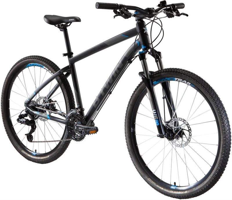 B'TWIN MTB ST 520 27.5" SRAM X3 3x8-speed mountainbike blauw, zwart, Turkoois / L cm / heren