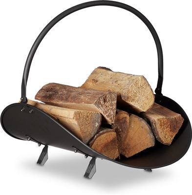 Relaxdays houtmand zwart mand open haard - metaal - houtopslag binnenshuis barbecue (overig) kopen? | Kieskeurig.nl | helpt je kiezen