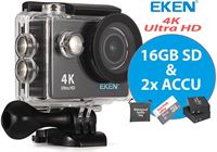 Eken Action Camera H9R 4K Ultra HD + Wifi + 23 access & 12MP foto met OmniVision Chipsensor 4689 + Sandisk 16GB SD + Extra Accu + Waterproof bag
