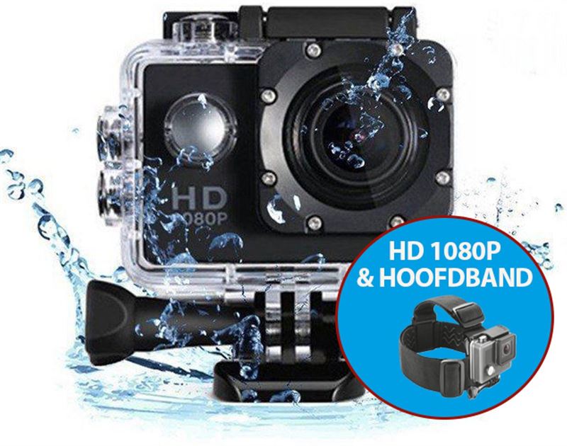 Eken A9 Full HD1080P Action Camera + Hoofdband en vele accessoires