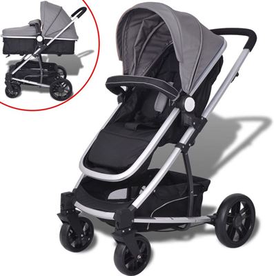 Zich voorstellen ik ben slaperig Banyan vidaXL Kinderwagen 2-in-1 grijs en zwart aluminium multikleur | Prijzen  vergelijken | Kieskeurig.nl