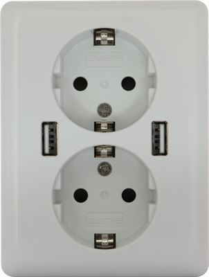 2USB easyCharge DUO Dubbel USB stopcontact met 2 USB-uitgangen 12W/2.4A elektronica (overig) kopen? | Archief | Kieskeurig.be | helpt je kiezen