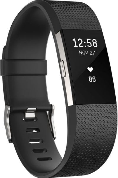 Fitbit Charge 2 zwart, roestvrijstaal / L