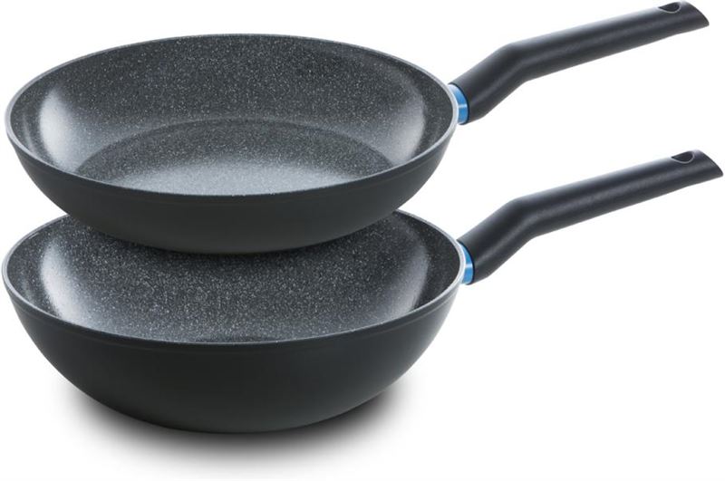 BK Blue Label Stone pannenset - koekenpan & wok - set van 2