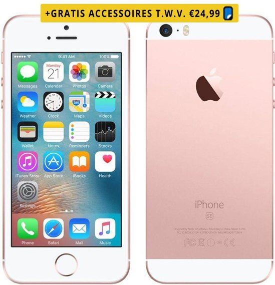 Apple Green Mobile Refurbished iPhone SE Kleur: RosÃ©goud Opslagcapaciteit: 16GB Kwaliteit: Als nieuw