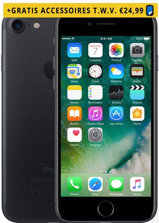 Apple Green Mobile Refurbished iPhone 7 Kleur: Mat zwart Opslagcapaciteit: 32 GB Kwaliteit: Goed