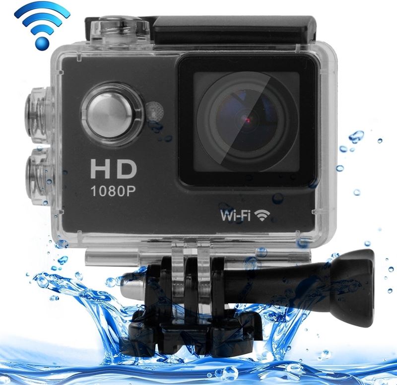 - Sports Cam Full HD 1080P H.264 1.5 inch LCD WiFi Edition Sports Camera met 170-degree Wide-angle Lens Support 30m Waterdicht zwart