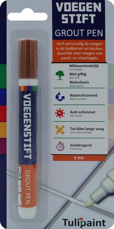 Tulipaint Voegenstift Roodbruin - Voegenmarker - Voegenverf - voegen verven - voegenfris - voegenreiniger - voegen stift marker