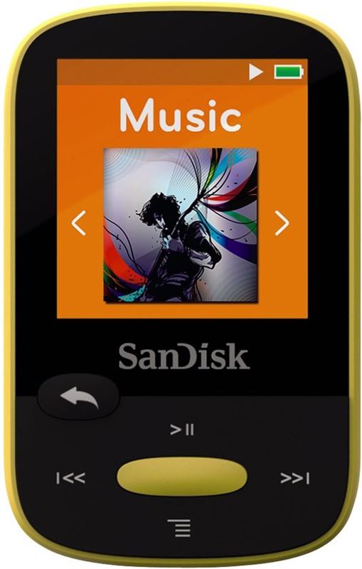 Sandisk Sansa Clip Sport - MP3-speler - 8 GB - Geel Een gebruiksgemakkelijke MP3-speler