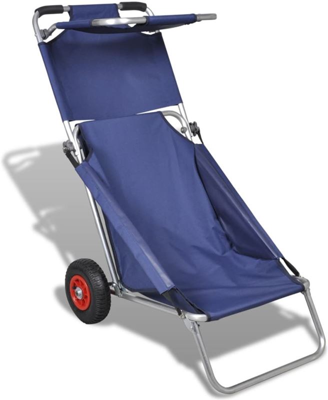 vidaXL Draagbare 3-in-1 strandstoel met zonnedak/beach trolley/strandtafel
