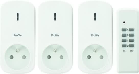 Profile QNECT draadloos stopcontact - 3 stuks - met afstandsbediening - max 1000W - | Prijzen Kieskeurig.nl