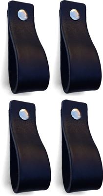 Brute Strength Leren handgrepen - Zwart - 4 stuks 165 x 25 mm incl. 3 kleuren schroeven Handgemaakte