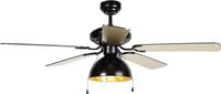 QAZQA IndustriÃ«le plafondventilator met lamp 132cm zwart - Magna