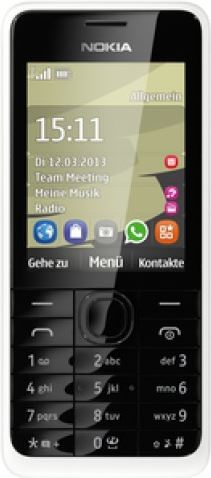 Nokia 301 zwart, wit