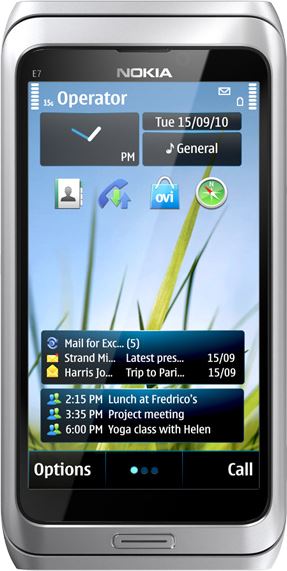 Nokia E7-00 zwart, grijs