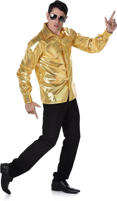 Generik Gouden disco blouse voor mannen - Verkleedkleding