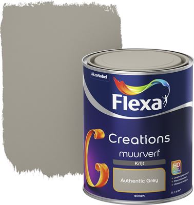 verfrommeld motief Binnenshuis FLEXA Creations muurverf authentic grey krijt 1 liter | Prijzen vergelijken  | Kieskeurig.nl
