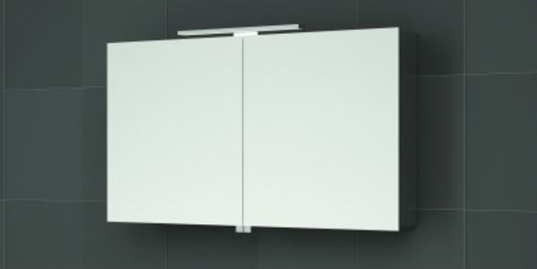 Bruynzeel spiegelkast 100x70cm met 2 deuren exclusief verlichting aluminium 232407
