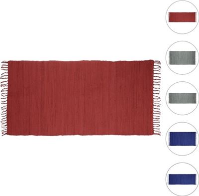 Relaxdays - patchwork kleedje met franjes - vloerkleed - - loper - katoen Grijs 70x140cm | Prijzen vergelijken | Kieskeurig.nl