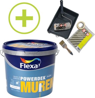 Powerdek Muurverf 10L - Muren & Plafonds - Stralend Wit + Professionele Muurverfset 6-delig verf kopen? | | helpt je kiezen