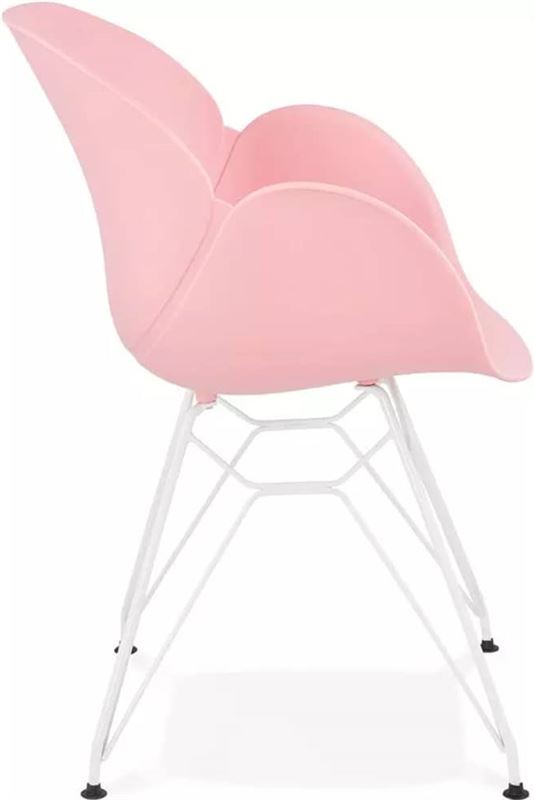 Moderne stoel 'FIDJI' roze met wit metalen voeten Moderne stoel 'FIDJI' roze met wit metalen voeten