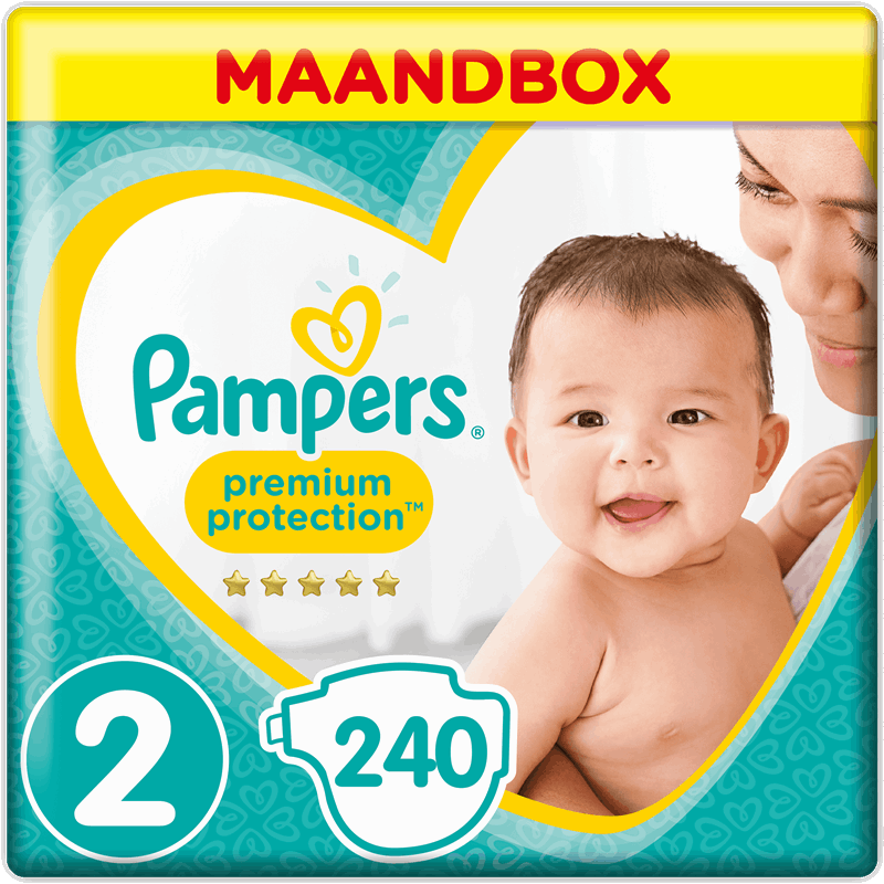 Pampers Premium Protection Maat 2, 4-8 kg, 240 Luiers, Maandbox multi