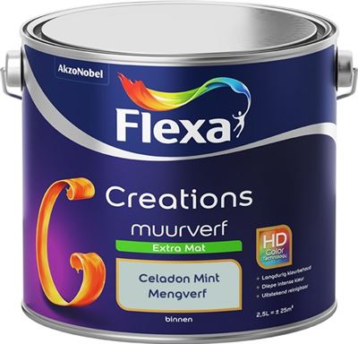 begaan Geld rubber Schaduw FLEXA Creations - Muurverf Extra Mat - Celadon Mint - Mengkleuren Collectie  - 2,5 Liter verf kopen? | Kieskeurig.nl | helpt je kiezen