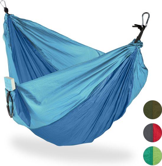 terugtrekken Onbeleefd kanaal Relaxdays hangmat outdoor - XXL - hang mat 2 personen - extreem licht  camping - tot 200 kg blauw | Prijzen vergelijken | Kieskeurig.nl