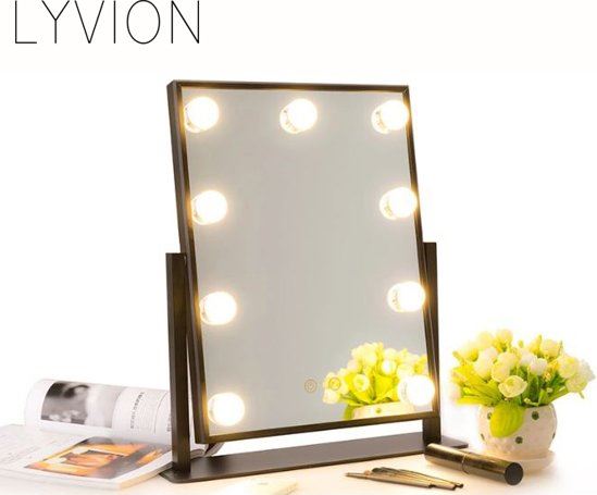 Aubergine Luik vergeetachtig LYVION Make-up spiegel met LED verlichting rondom / Verstelbaar in 3 wit  kleuren / 25 x 30cm / Incl. geheugenfunctie / Energiezuinige spiegel -  Zwart | Prijzen vergelijken | Kieskeurig.nl