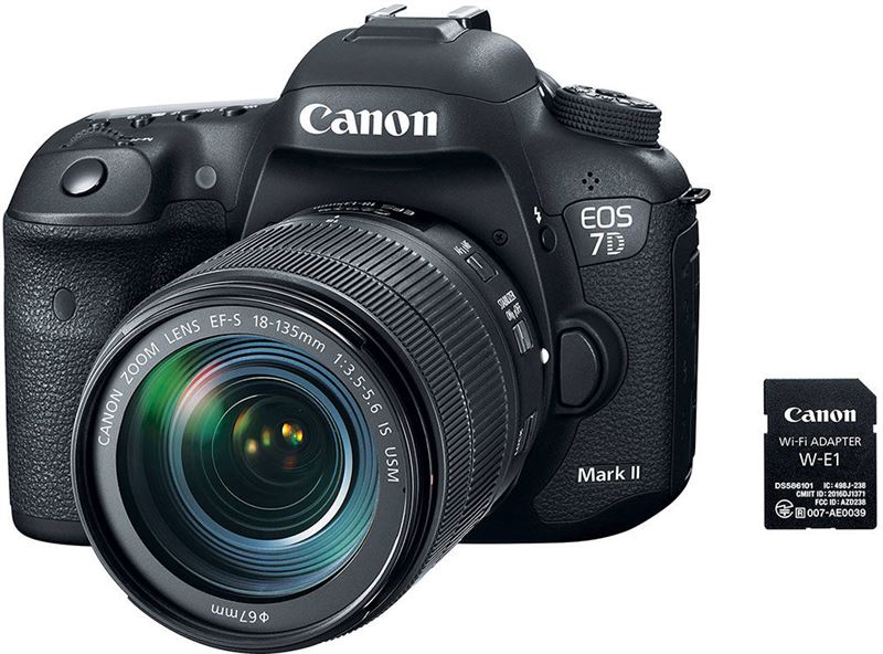 Canon EOS 7D Mark II DSLR + 18-135 IS USM + W-E1