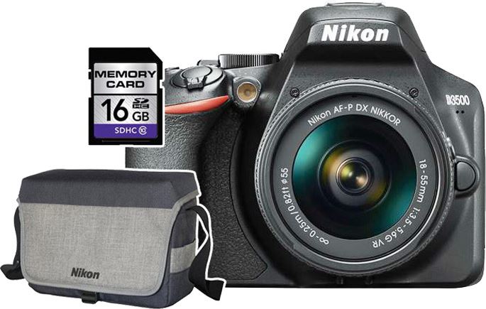 Nikon D3500 + AF-P 18-55mm VR Starterkit (+tas en 16GB geheugenkaart)