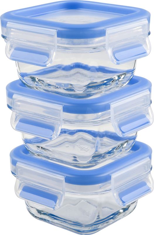 Tefal MasterSeal Glass Baby Set, de 4-in-1 vershouddoos - N10504 blauw, transparant