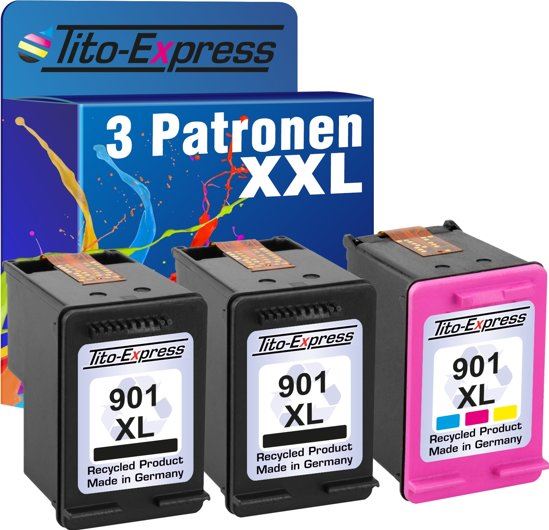 Tito Express PlatinumSerieÂ® Voordeelset 3 Cartridge/Patroon voor HP 901 XL