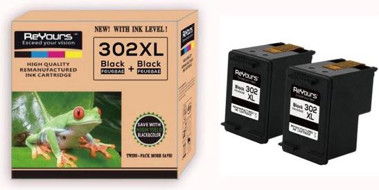 Reyours Inktcartridge compatible HP 301 XL HP 301 XL CH 563 EE Zwart 2 pack met chip inktniveau weergeven