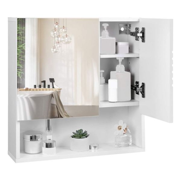 MirrorCabinet Luxe Badkamer Kast - Hangende Medicijnkast - Badkamerkast - Opbergkast Hangend Met - Wit | Vergelijk alle prijzen