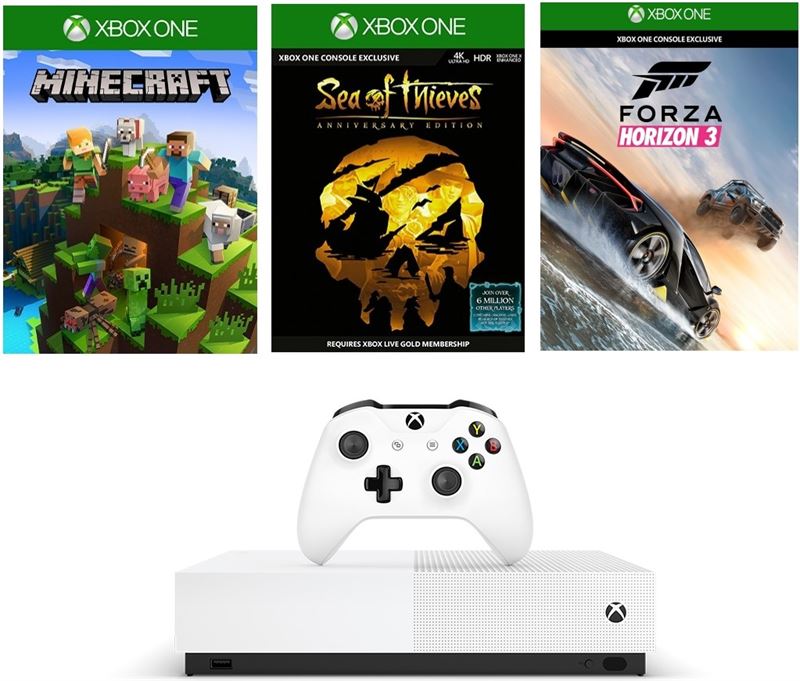 Microsoft Xbox One S All Digital 1TB / wit / Sea of Thieves, Forza Horizon 3, Minecraft