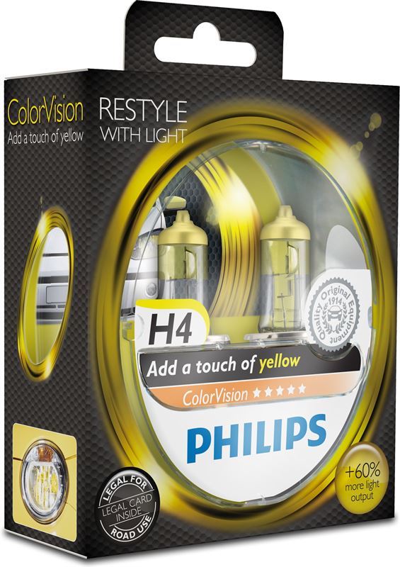 Philips ColorVision Type lamp: H4, gele koplamp voor auto