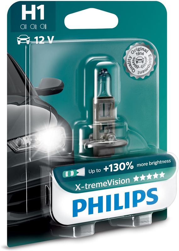 Philips X-tremeVision Type lamp: H1, verpakking van 1, koplamp voor auto