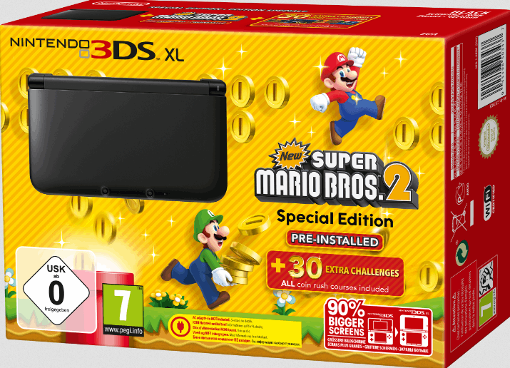 Nintendo 3DS XL + New Super Mario Bros. 2 2GB / zwart / New Super Mario Bros. 2