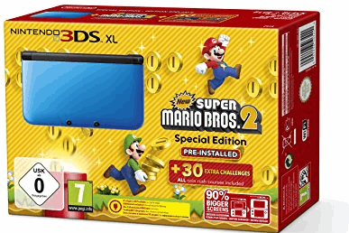 Nintendo 3DS XL + New Super Mario Bros. 2 2GB / zwart, blauw / New Super Mario Bros. 2