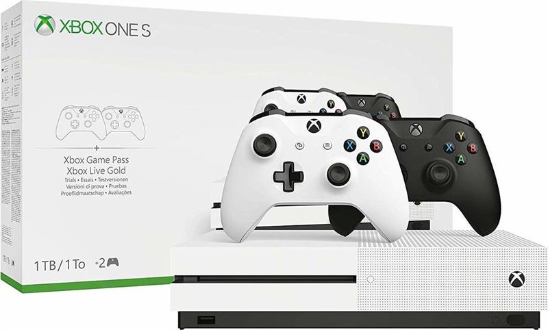 Microsoft Xbox One S + 2 controllers zwart & wit 1TB