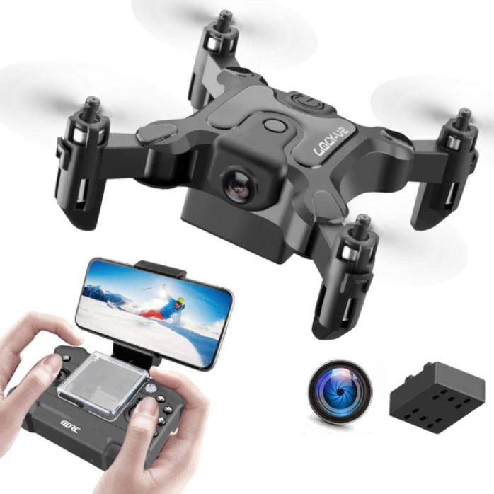 Stuff Certified 4D-V2 Mini RC Drone met Camera - Pocket Quadcopter Speelgoed met Gyro Stabilistatie Zwart