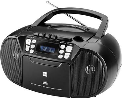 Dual DAB-P 210 cassetteradio met CD - DAB (+)/FM-radio - Boombox - - stereo luidspreker - USB-poort - AUX-ingang - netvoeding / batterij - draagbaar zwart draagbare radio kopen? | Archief | Kieskeurig.nl | helpt je kiezen
