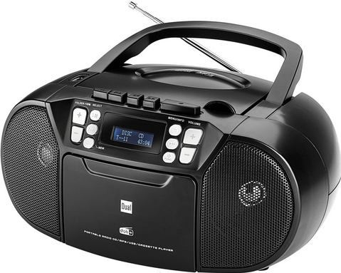 Dual DAB-P 210 cassetteradio met CD - DAB (+)/FM-radio Boombox CD-speler - stereo luidspreker - USB-poort - AUX-ingang - netvoeding / batterij - draagbaar zwart | vergelijken Archief | Kieskeurig.nl