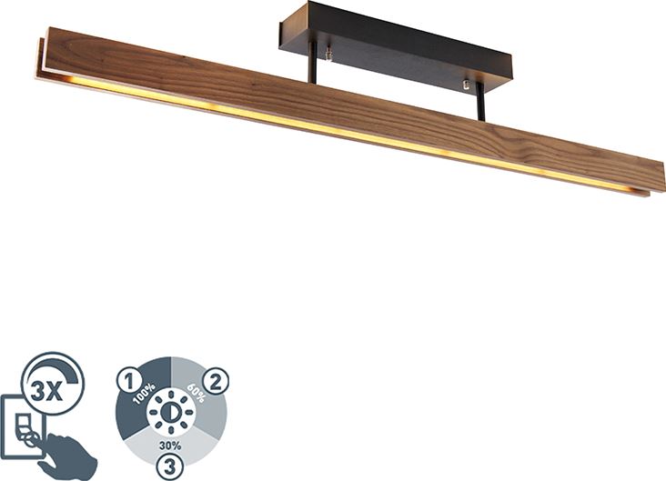 MTK Leuchten Plafondlamp bruin incl. LED 4-staps dimbaar - Holz